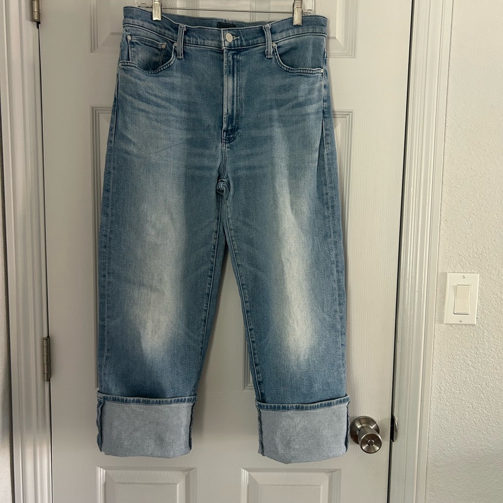 MOTHER High-Rise Wide Leg Jeans in Light Blue Denim (Mediterranean Muse) - Picture 4 of 13
